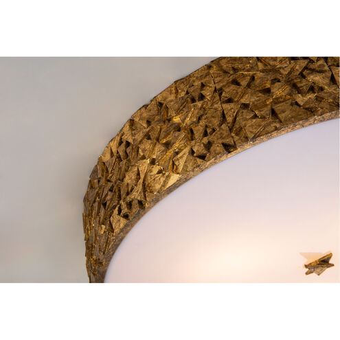 Mosaic 4 Light Gold Bath/Flush Mounts Ceiling Light in Gold Leaf with Antique